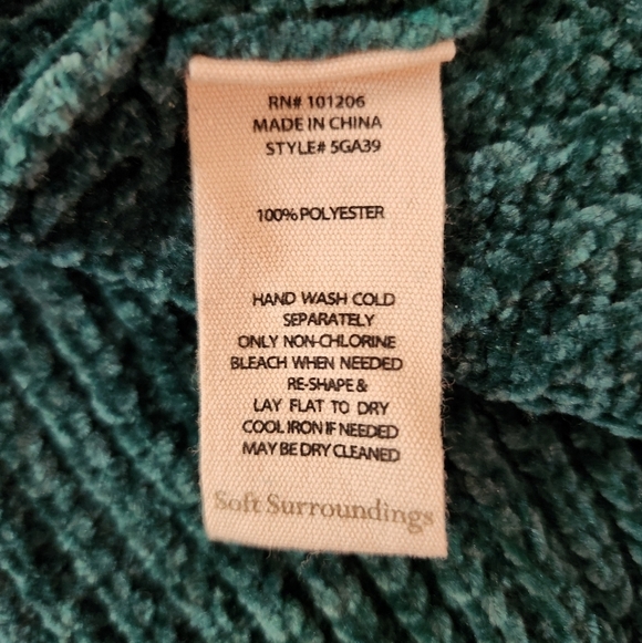 Soft Surroundings Womens Emerald Green Chenille V-Neck Tunic Sweater |1X| - Picture 7 of 7